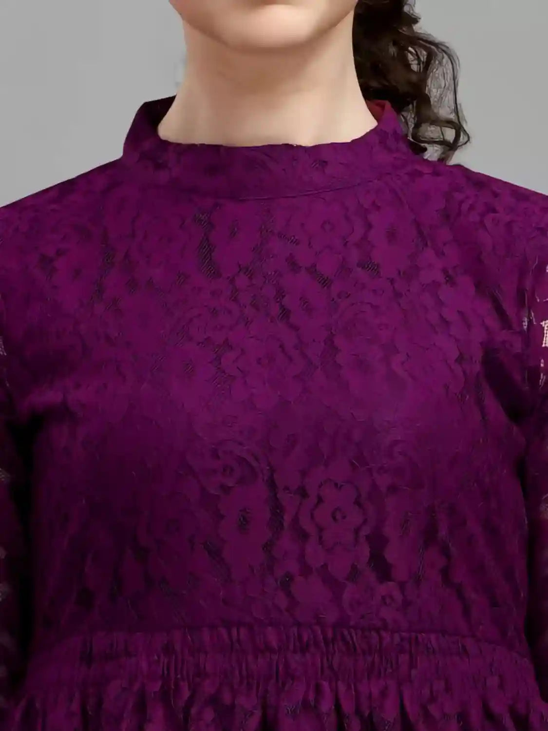 stylish purple net top with crepe inner perfect for daily wear