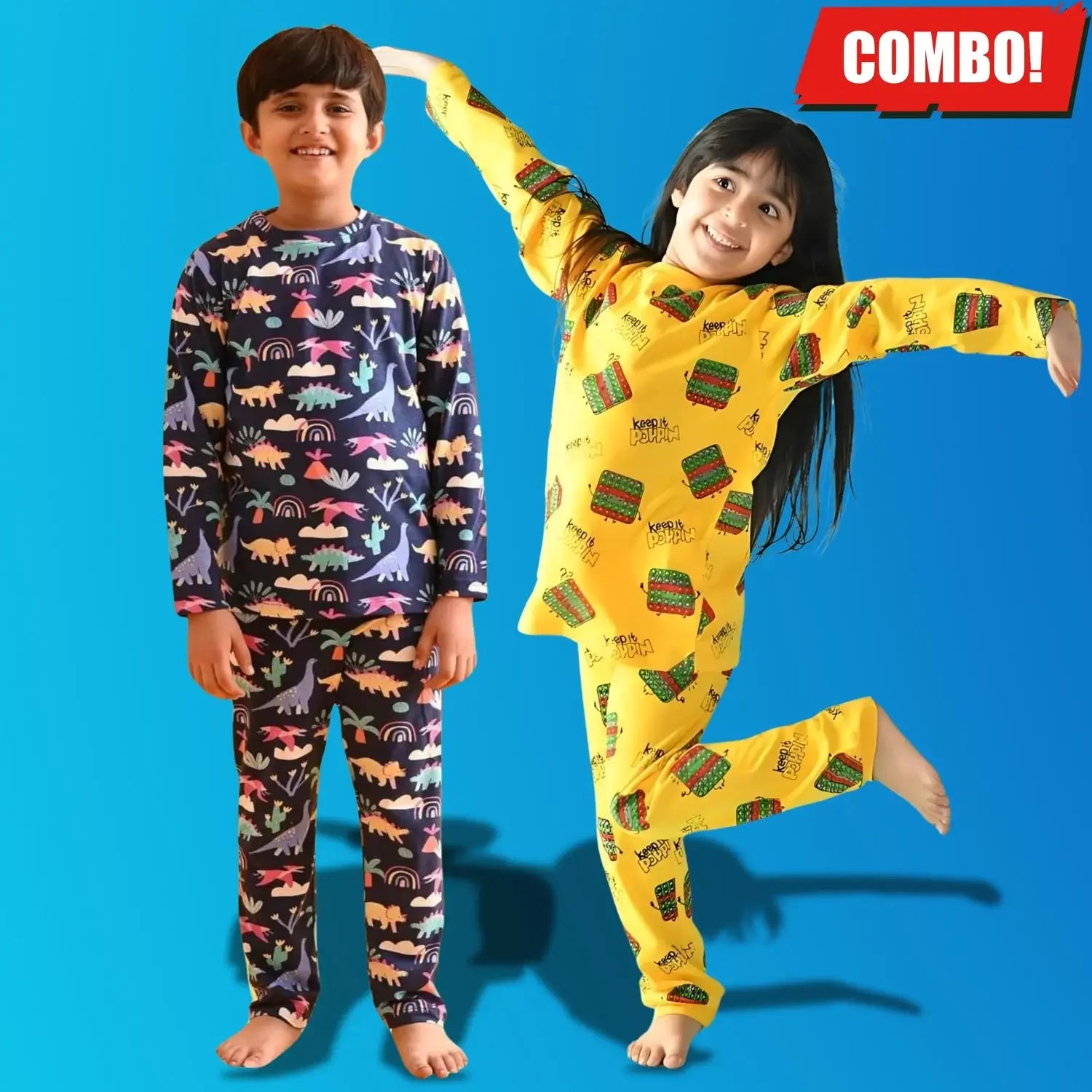 zelzis-boys-girls-yellow-blue-cotton-combo-nightsuit-tshirt-pants-set_13 Zelzis Boys & Girls Yellow & Blue Cotton Night Suit Combo T-Shirt & Pants Set – Trendy Daily & Casual Wear - Image 1